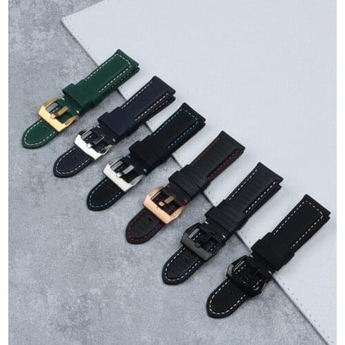 24mm High Quality Watch Band Carbon Fiber Watch Strap Black Belt for Panerai Bracelet Pam1661/441 Watch for Men Accessories