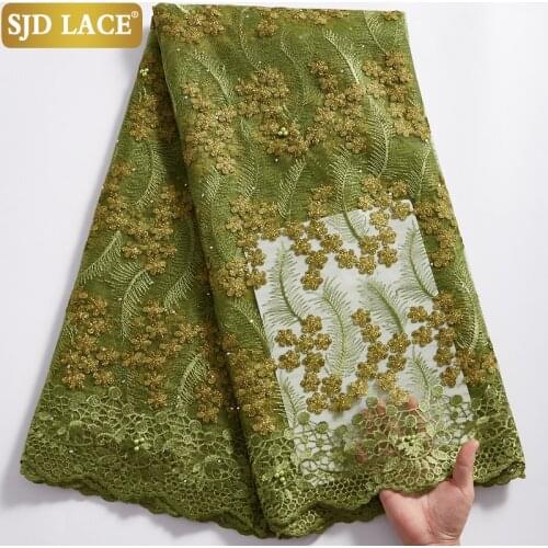 SJD LACE African Lace Fabric 2021Wedding Material French Mesh Lace Fabric Embroidery Net Laces Sewing Party Dress 5 Yards A2334