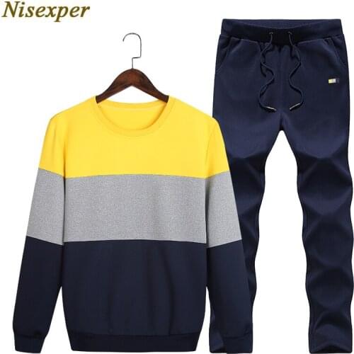 Tracksuit Men Casual Spring Sets Patchwork Winter Autumn Two Piece Hoodies 2 Pieces Set Jacket + Pants Tracksuits Men Sweatsuit