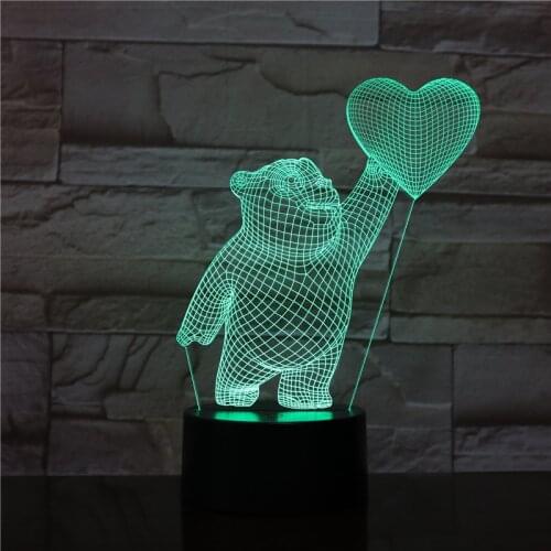 3D LED Lamp Nightlight USB Bear Heart Atmosphere Table Love Light APP Control Novelty Gift for Mothers Day
