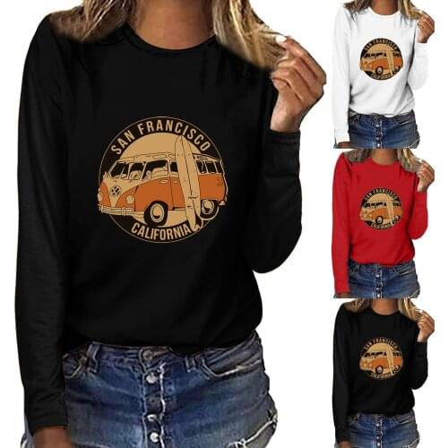 Harajuku Sweatshirt Womens SAN SAN FRANCISCO Print O Neck Shirt Long Sleeve Casual Blouse Top Fashion Daily Wearing Pullovers