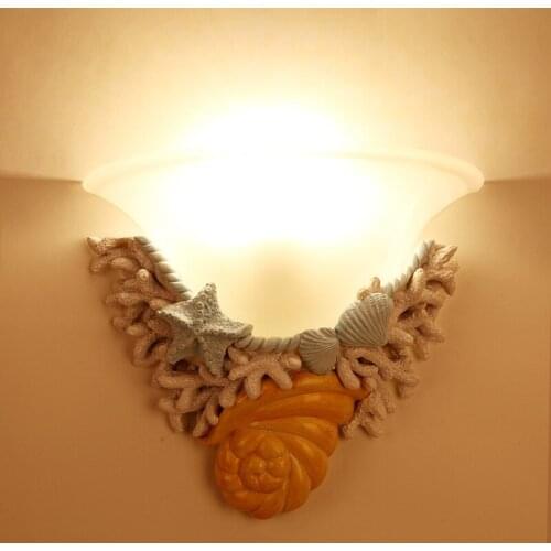 Type resin gate wall lamp sitting room background wall lamp French palace corridors children room fun shell wall lamp
