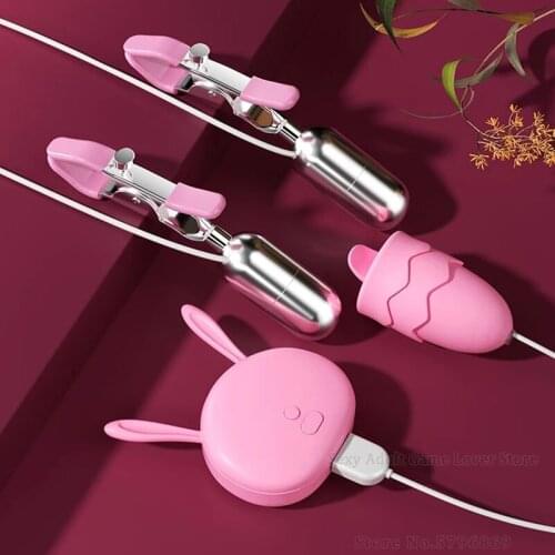 USB Charge Nipple Clamp Tongue Licking Rotating Breast Stimulation Bra Massager Famale Masturbador Vibrator Sexy Toys For Women
