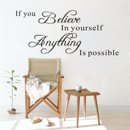 If You Believe In Yourself vinyl wall decal quote diy art mural removable wall stickers home decor living room