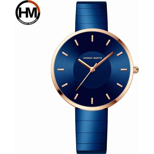 HANNAH MARTIN Creative Womens Watch Fashion Stainless Steel Mesh Strap Quartz Wristwatches Elegent Female Wrist Watches
