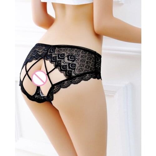Women Crotchless Sexy Panties Sissy Hot Erotic Open Crotch Lingerie Porno Transparent Lace Underwear Underpants Lace Sex Briefs