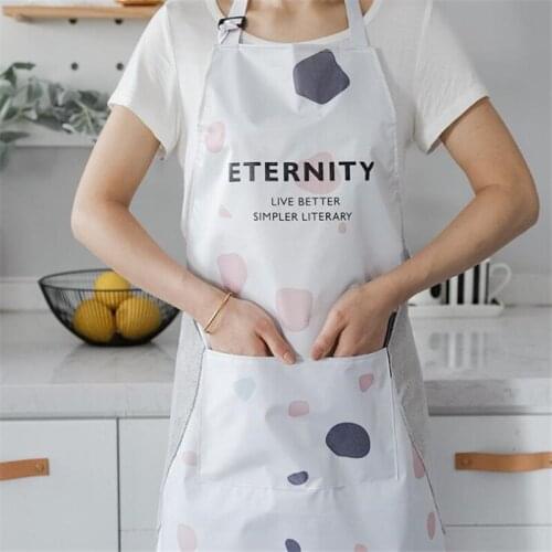 Women Printed Waterproof Anti-oil Kitchen Cooking Restaurant Cleaning Apron Creative Aprons