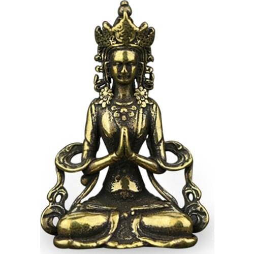 1pc Antique Brass Guanyin Statue Brass Statue Bodhisattva Buddha Statue Collection for Home Car Decoration 38*26mm