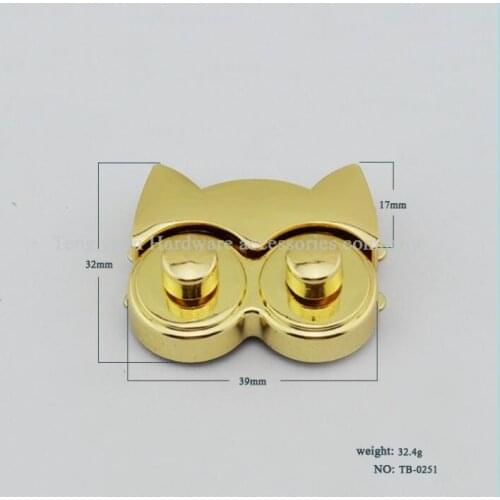 10 PCS/lot) metal plating processing exquisite leather handbags fashion owl adjustable lock decorative accessories