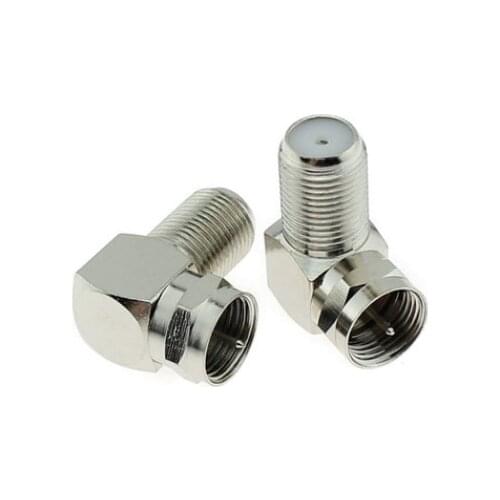 2pcs F Male to F Female 90 Drgree Right Angle TV Aerial Connectors adapter