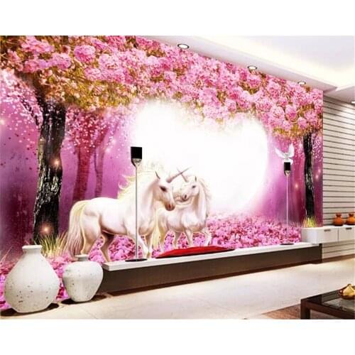 Beibehang 3d wallpaper Warm Taoyuan White Horse Unicorn 3D bar KTV background wall paper home decor living room bedroom mural