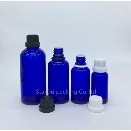 5ml 10ml 15ml blue Glass Bottle,20ml 30ML 50ml 100ml Essential Oil Bottle with tamper evident cap Perfume bottles 10pcs