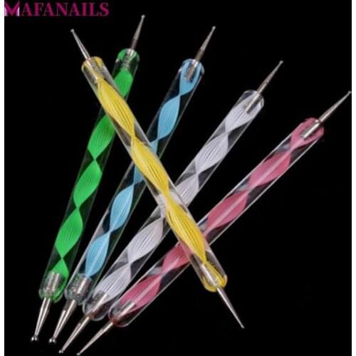 5PCS 2-Way Nail Art Dotting Painting Paint Pen 5 Colors Marbleizing Design Nail Art Dotting Pen Tool Dot Set TPD-03(5)