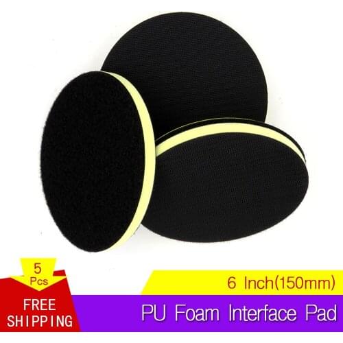5PCS 6 Inch 150MM PU Foam Interface Pad Medium Density Hook & Loop Sander Backing Pad Polishing Pad Power Tools Parts