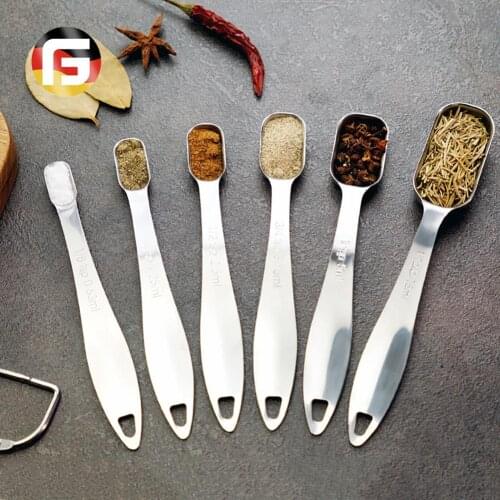 6pcs/set Measuring Spoons Stainless Steel Seasoning Coffee Tea Measuring Spoons Cup Kitchen Scale Measuring Spoons Scoop Tools