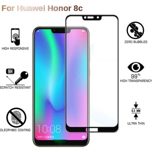 9H Full Cover Tempered Glass For Huawei Honor 8C Screen Protector Glass For Honor 8C Honor8C HD Clear Protective Film