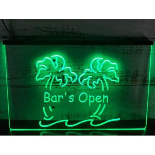 I814 Bar is Open Palm Tree Pub Beer LED Neon Light Sign