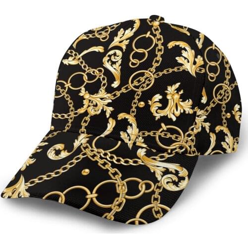 NOISYDESIGNS 2021 Creative Euporean Pattern Golden Flowers Baseball Cap Personality Hip Hop Caps Fashion Hat Outdoor Leisure Hat