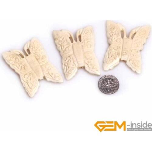 Big Large Animal Butterfly Carved Bone Cabochon Beads Loose Bead For Jewelry Making Bulk 3 PCS Wholesale
