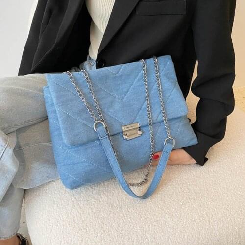 Brand Womens Shoulder Bags 2021 Denim Chain Crossbody Bag And Handbag Women Bag Tote High-Capacity Ladies Hobo Bag