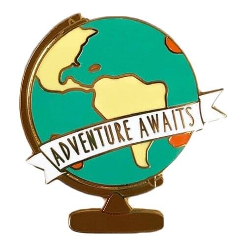 Adventure Awaits Globe Enamel Pin World Map Globe Pin Travel Inspired brooch
