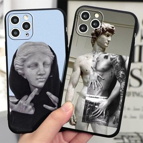 Funny Art Abstract David Phone Case for iPhone 7 8 Plus SE 2020 X XS Max XR 11 12 Pro Max mini Case Soft TPU Silicone Back Cover