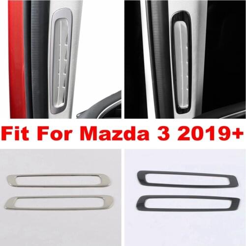 Black Brushed / Silver Stainless Steel Accessories For Mazda 3 2019 - 2021 Car A Pillar Air Outlet Vent Sticker Decor Cover Trim