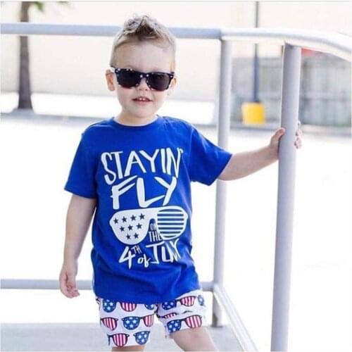 Stayin Fly on The 4th of July Kids Independence Day T Shirt Boys Girls Fashion Short Sleeve T-shirts Children Casual Tops Outfit