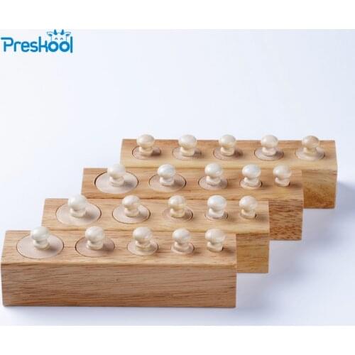 Baby Toy Montessori Cylinders 4 Blocks Sensorial Preschool Training Early Childhood Education Brinquedos Juguetes