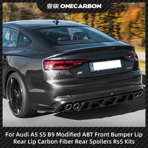For 17-19 Audi A5 S5 B9 Modified ABT Kits Front Lip Spoiler Rear Diffuser Four Exhaust Tail Throat Carbon Fiber Wing Body Parts