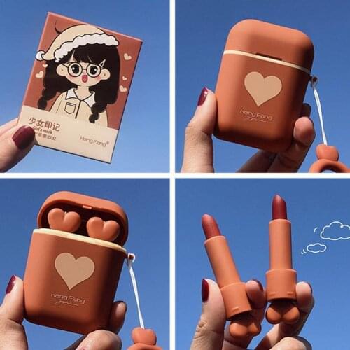 Two Colors In One Box Fashion Heart Shape Smooth Matte Texture Lip Gloss Lipstick Long-lasting Makeup Sets Exquisite Cosmetics