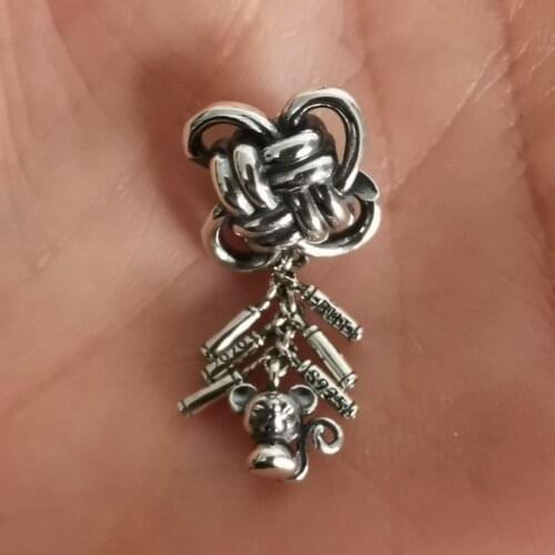 Firecracker Mouse Silver Metal Beads Fit For European Charm Bracelet Jewelry Making DIY Jewelry Findings Handmade Bead Charms