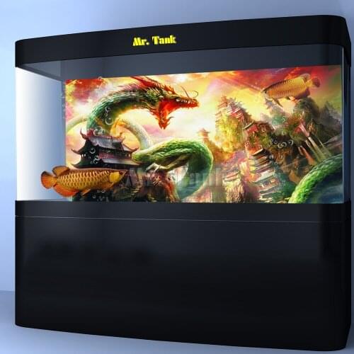 Customized Aquarium Background Poster With Self-Adhesive Huge Gragon PVC Fish Tank Decoration Accessories Landscape Wallpaper