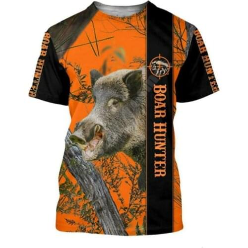 Wild boar hunting 3D mens and womens print T-shirt Viking short-sleeved casual T-shirt 2021 new products