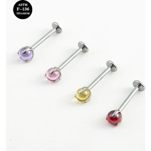 16G Implant Grade Titanium ASTM F136 Internal Thread Screw Labret Clear Ball Cartilage Helix Ear Piercing Body Jewelry