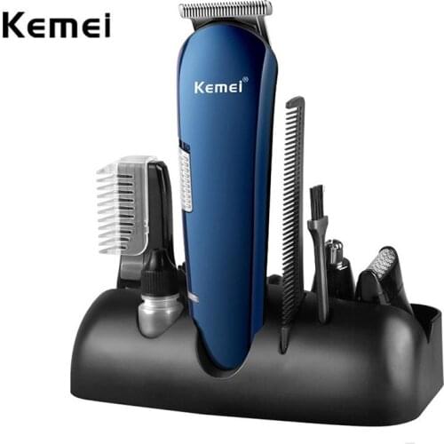 Kemei 5 In 1 Multifunctional Hair Clipper Shaver Nose Ear Eyebrow Trimmer Four Heads for Man USB Chargeable Hair Beard Trimmer