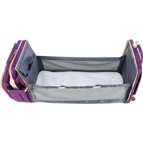 Multifunction Baby Diaper Backpack For Travel Oxford Nappy Maternity Large Capacity Baby Folding Crib Bed Mother Bag USB Charger