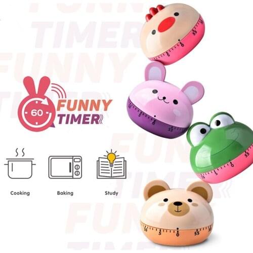 Cartoon Animal Cow Frog Grass Shape 60 Minute Cooking Reminder Student Household Alarm Clock Mechanical Clockwork Kitchen Timer