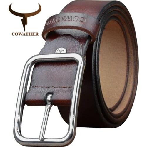 COWATHER belt for men cow genuine leather men belts cowhide fashion male strap alloy buckle luxury straps free shipping XF028