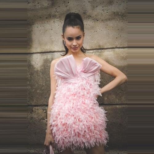 New Arrival Short Prom Dresses Ribbons With Belt Pink Strapless Open Back Special Event Skirts платье для девочки