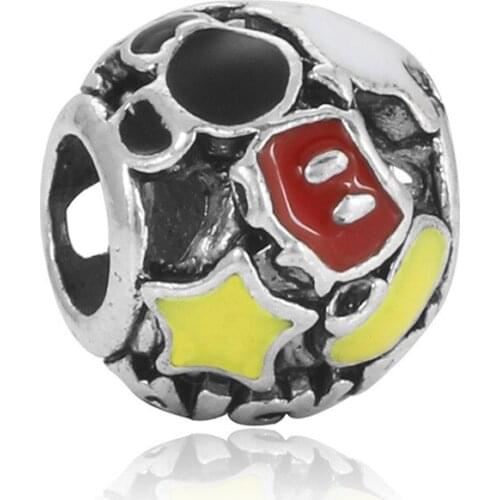 NEW Fashion Exquisite DIY European Alloy Beads Cartoon Mouse Minn Charms Fit Bracelets & Bangles Gift 50pcs/lot Wholesale