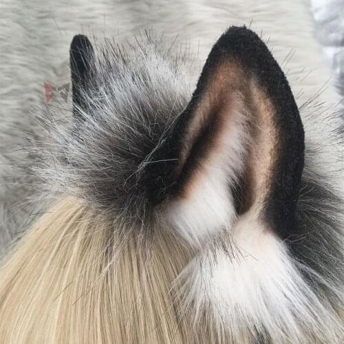 MMGG New original handmade work Gray White wolf Dog neko Ears hairhoop for anime lolita cosplay costume accessories