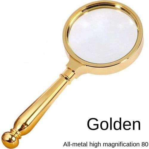 8cm zinc alloy frame high magnification optical glass lens handheld 5 times high definition magnifying glass