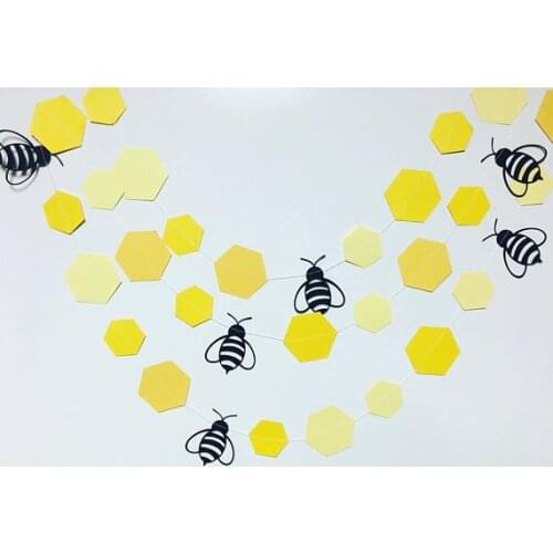 Bee and honey comb birthday banners baby shower buntings kids nursery room party decorations garlands photobooth backdrops