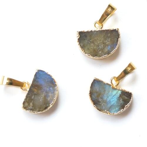 Semi shape labradorite pendant, nature labradorite stone for earring necklace pendant