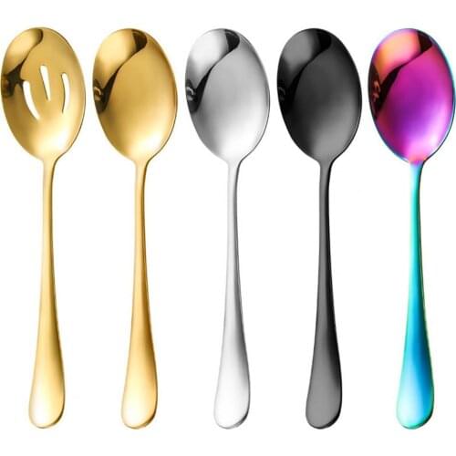 Colorful Stainless Steel Spoon Serving Colander Cutlery Tableware Accessories