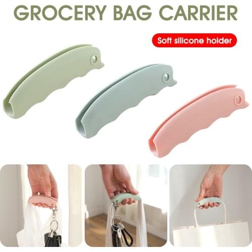 Grocery Bag Holder Handle Silicone Shopping Bag Carrier Portable Shopping Bag Carry Tool with Key Hole Ergonomic Grip Protector