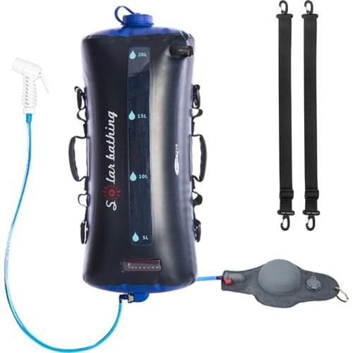 Water Bag Collapsible Water Container 12L/20L Portable Camping Shower Bag Water Bag with Air Pump for Outdoor
