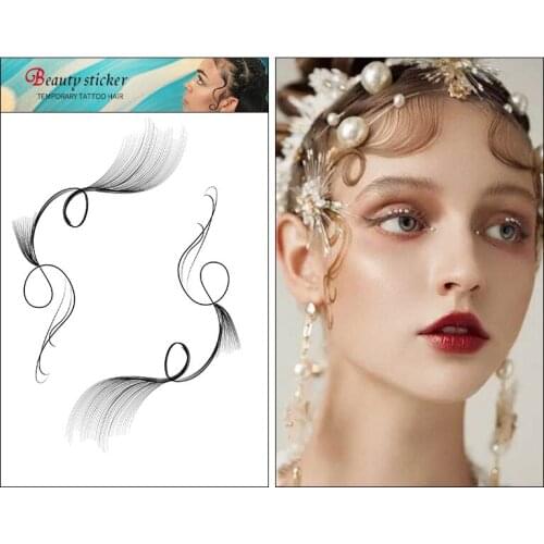 Hair Edges Tattoo Sticker Baby Hair Pony Tail Styles Temporary Tattoo Sticker Template Sleek Edges Bangs Tattoo Sticker