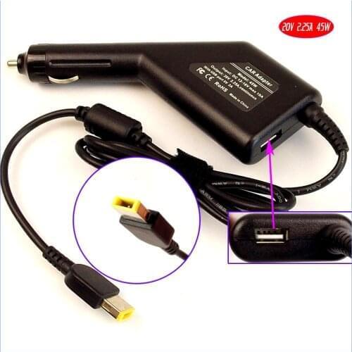 20V 2.25A Laptop Car DC Adapter Charger +USB for Lenovo Ideapad G40-30 G40-45 G40-70 G40-70m G40-80 B41-30 B41-35 B41-80 E31-70